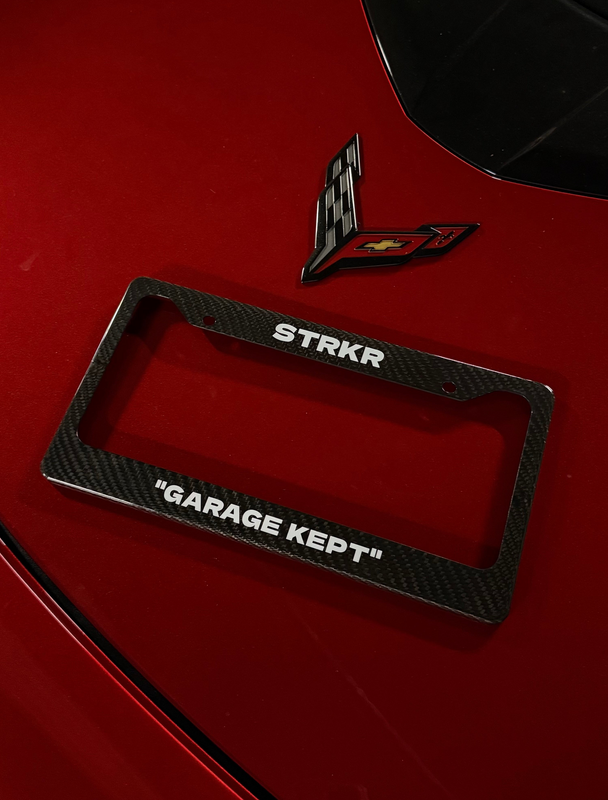 "Garage Kept" Carbon Fiber License Plate Frame